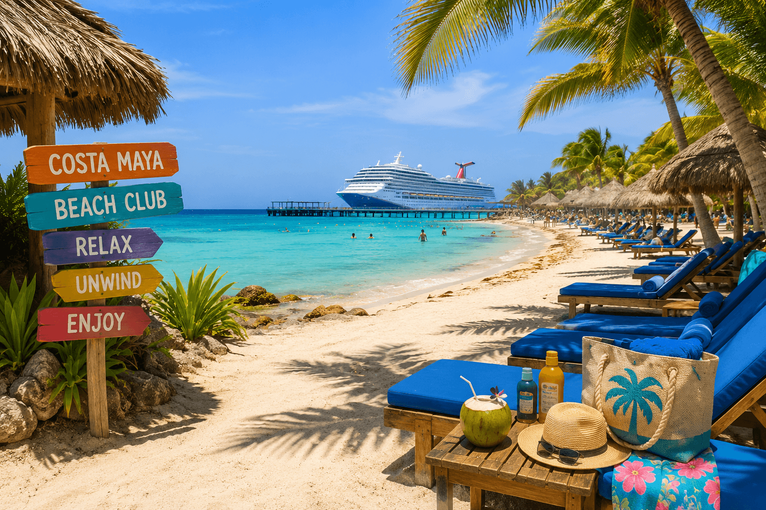 Costa Maya beach with calm clear water