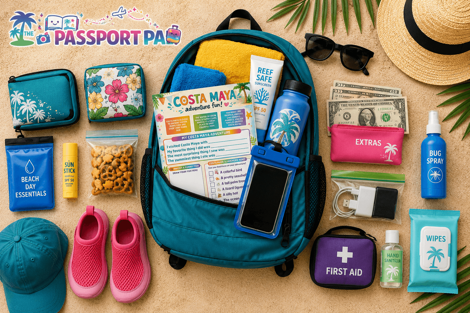 Day bag packed for Costa Maya cruise port