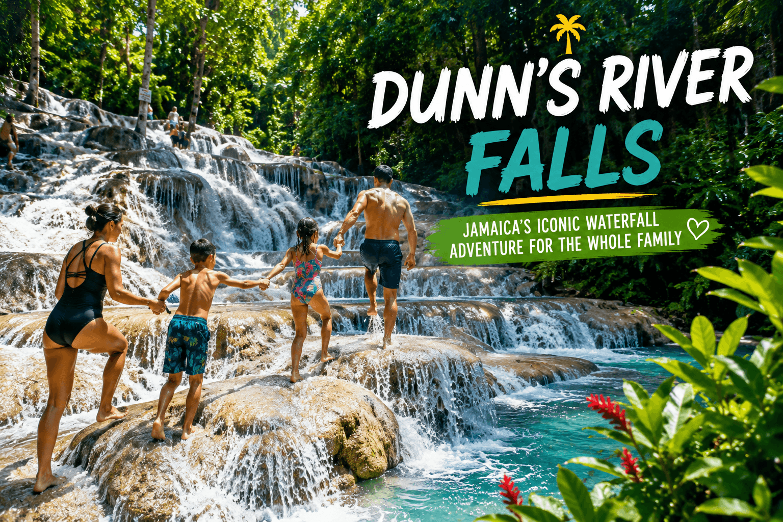 Dunn's River Falls Jamaica with kids