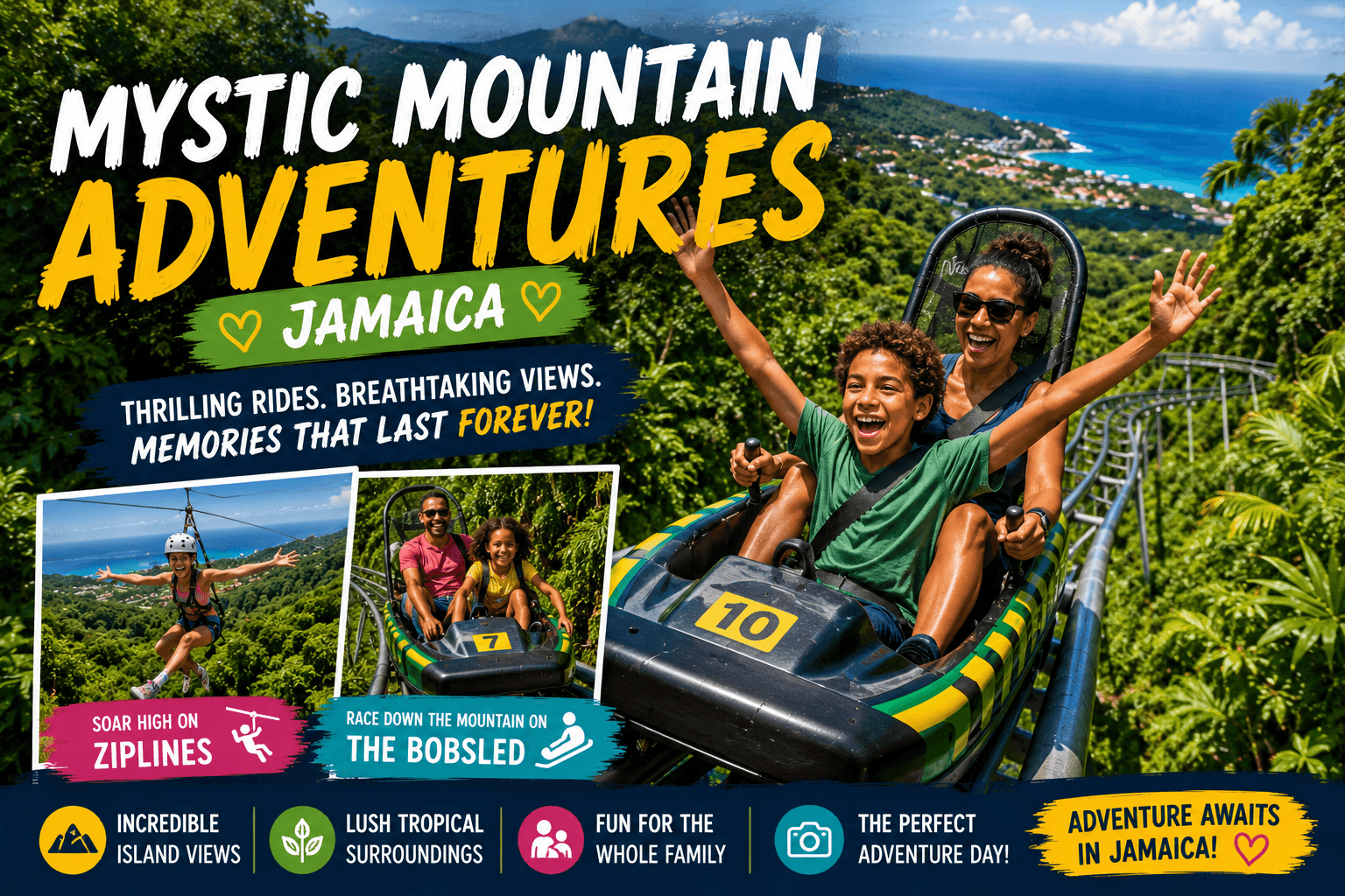 Mystic Mountain bobsled Jamaica kids