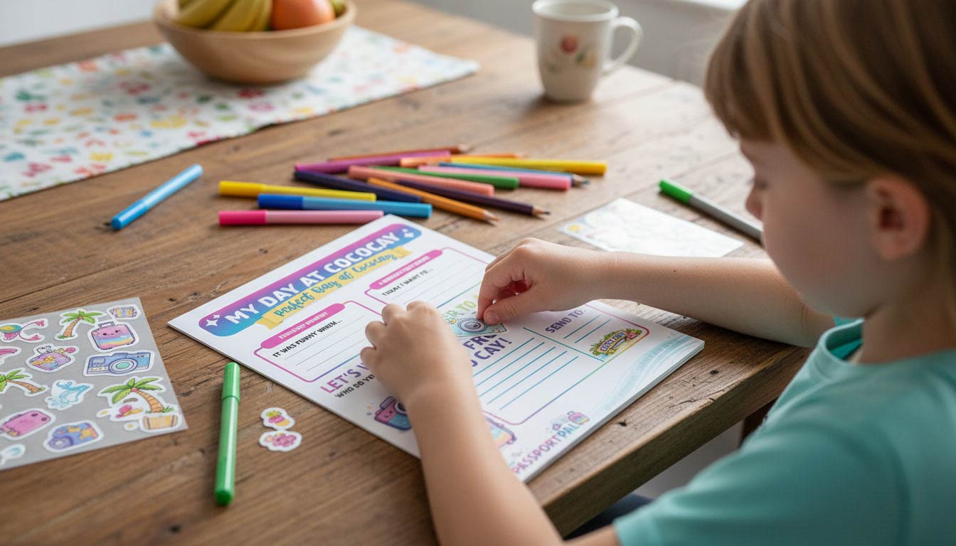 Child decorating their journal