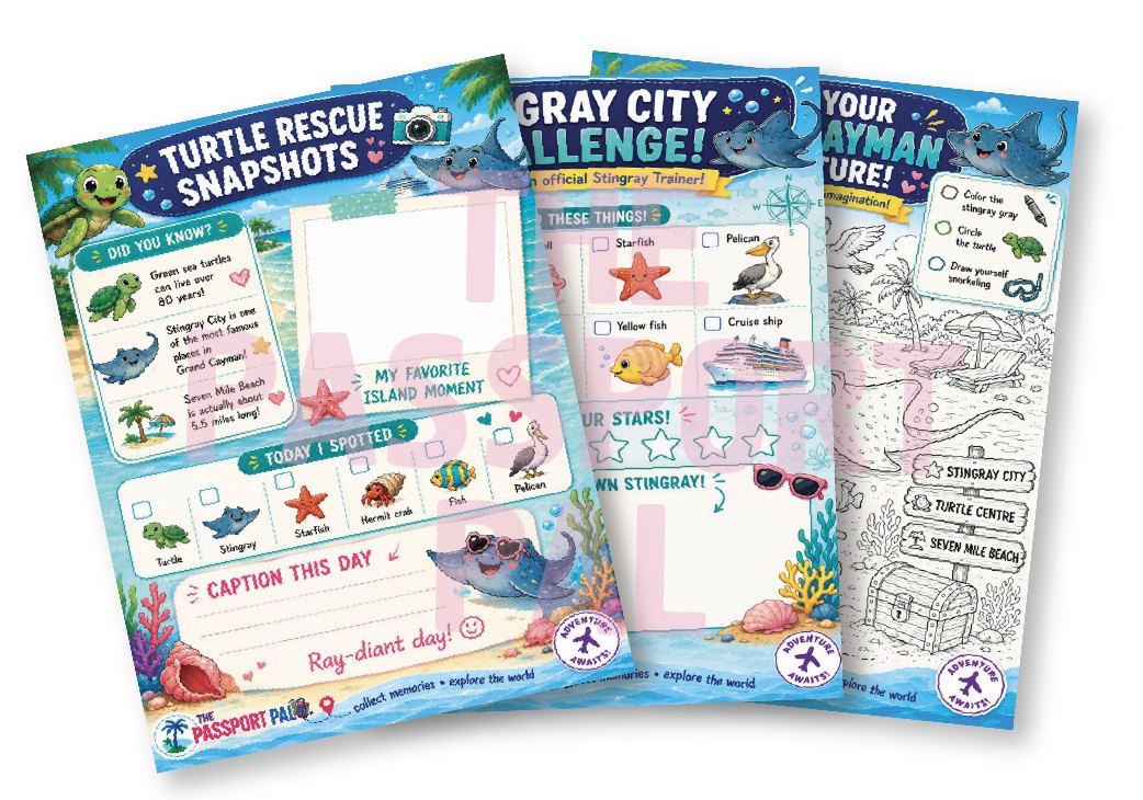 Preview of the Grand Cayman Port Pack printable activity pages for kids