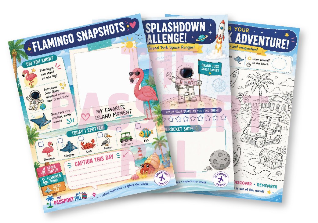 Preview of the Grand Turk Port Pack printable activity pages for kids