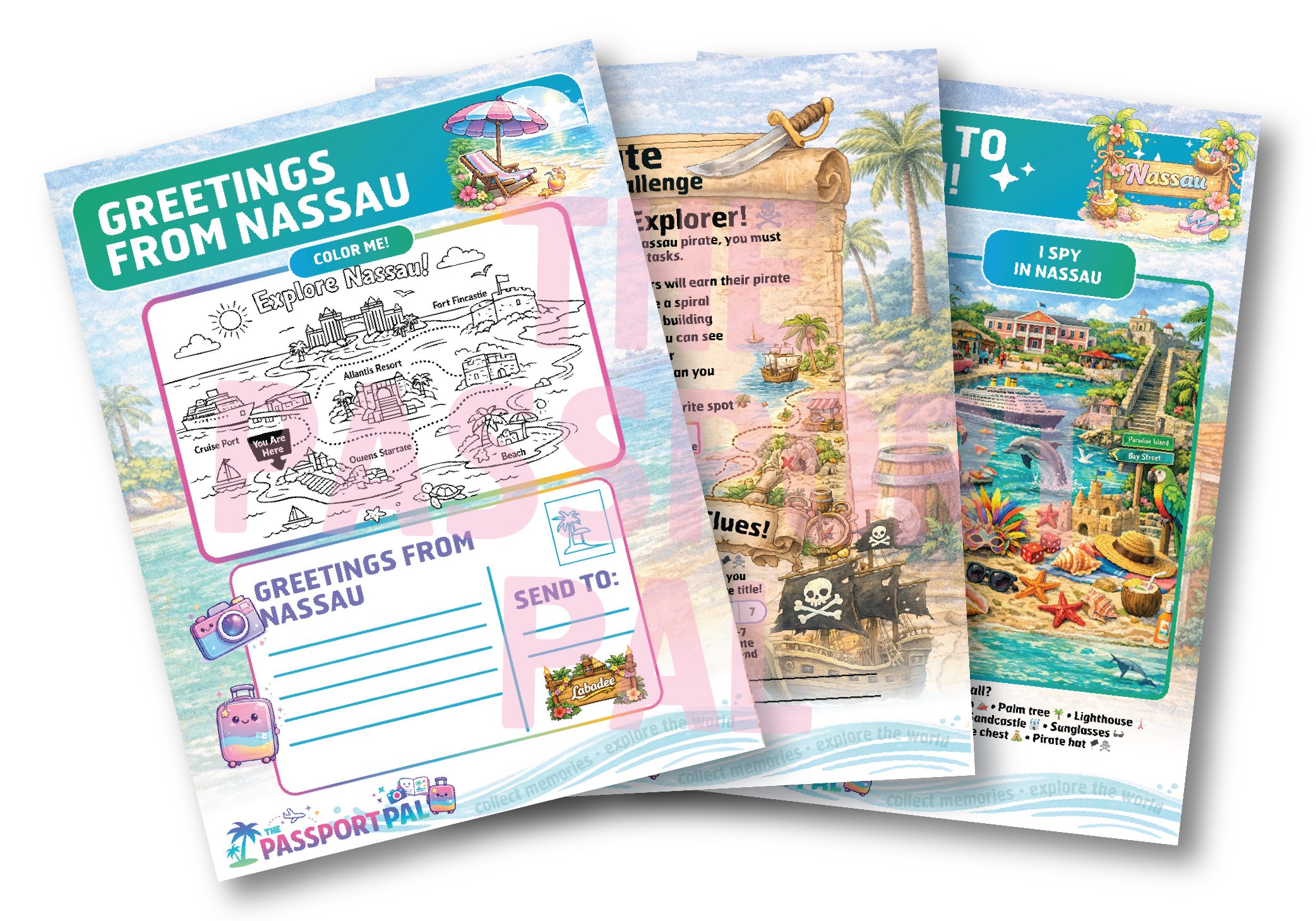 Preview of the Nassau Port Pack printable activity pages for kids