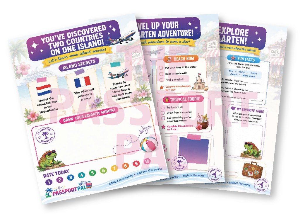 Preview of the St. Maarten Port Pack printable activity pages for kids